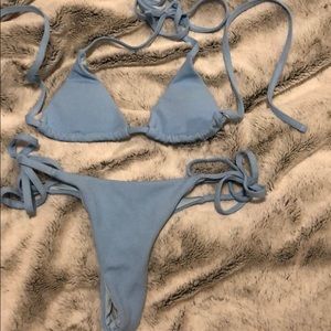 Solid Triangle Tie Side Bikini Swimsuit